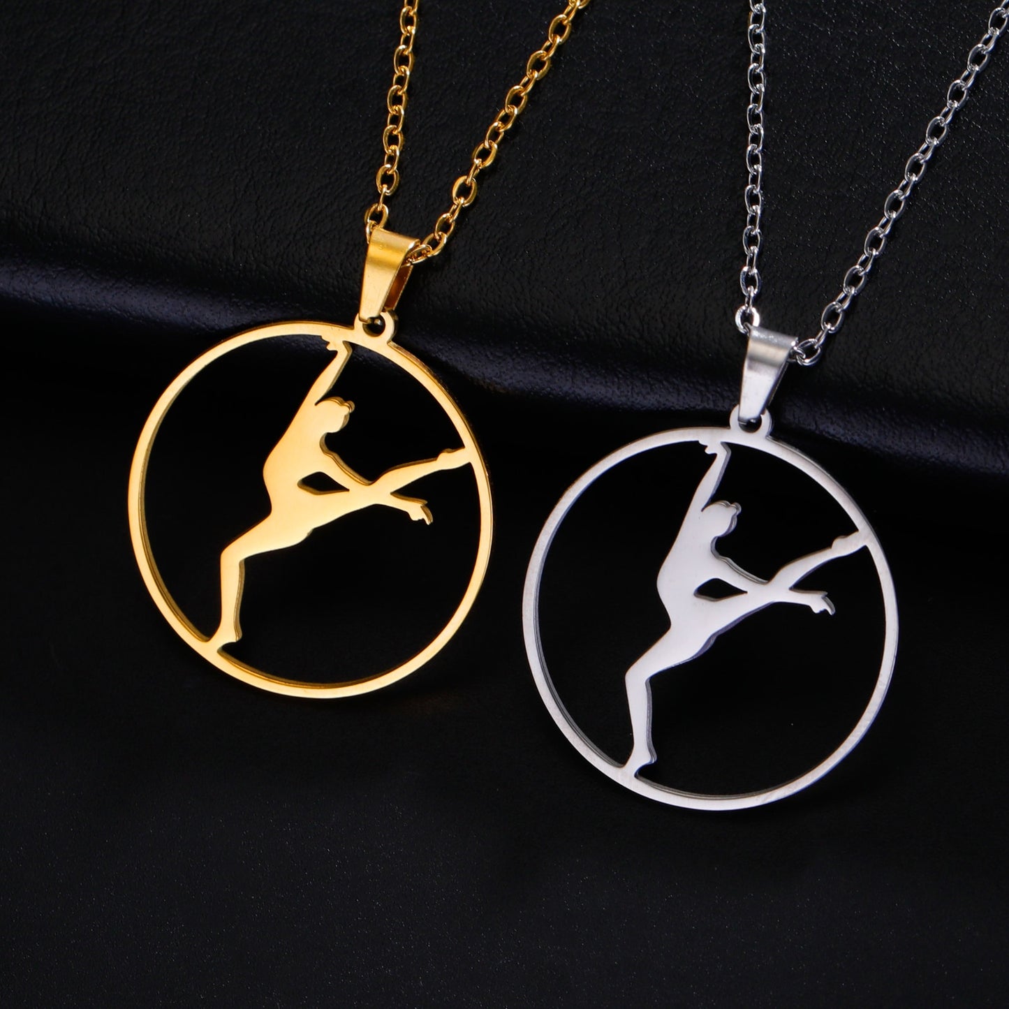 Gold Gymnast Girl Pendant Necklace