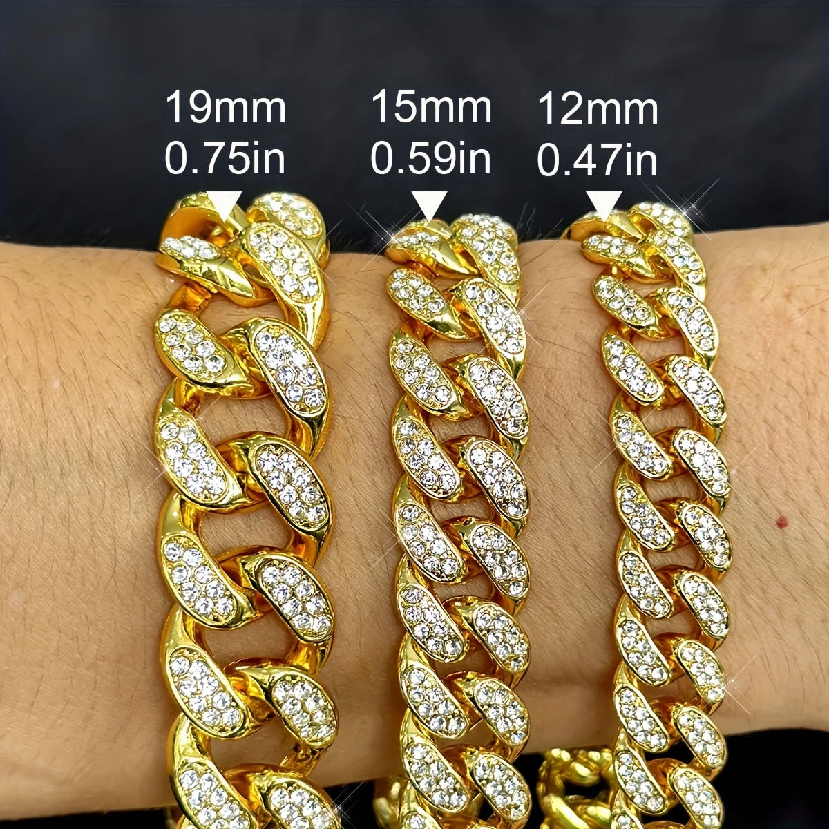 Hip Hop Rhinestone Necklace Set