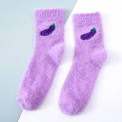 Plüschsocken aus Korallenfleece für Damen – rutschfeste, warme Bodensocken aus Strick
