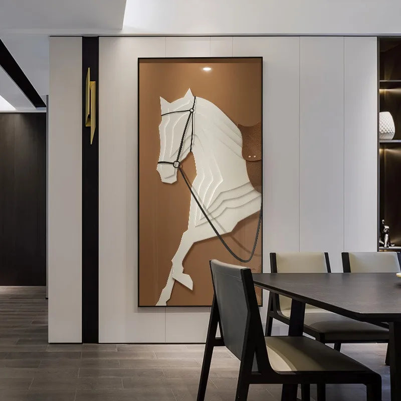 Toile murale moderne représentant un cheval - Peinture décorative pour l'entrée