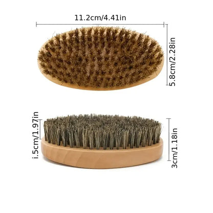 Ensemble de brosses à barbe en poils de sanglier doux avec peigne et ciseaux