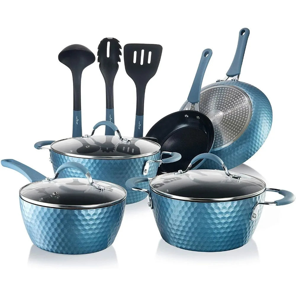 Blue Stainless Steel Cookware Set