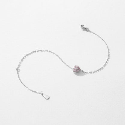 Bracelet Coeur Zircon Rose - Cadeau Romantique