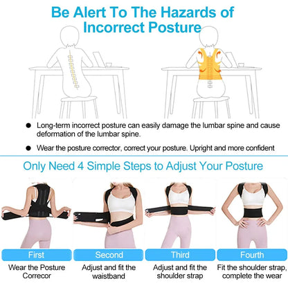 Correcteur de posture du dos réglable avec sangles de soutien respirantes