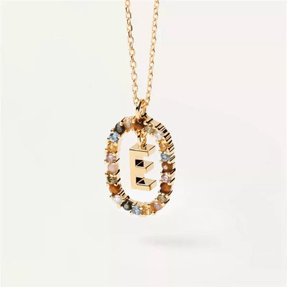 Collier pendentif alphabet A-Z en zircon à longue chaîne