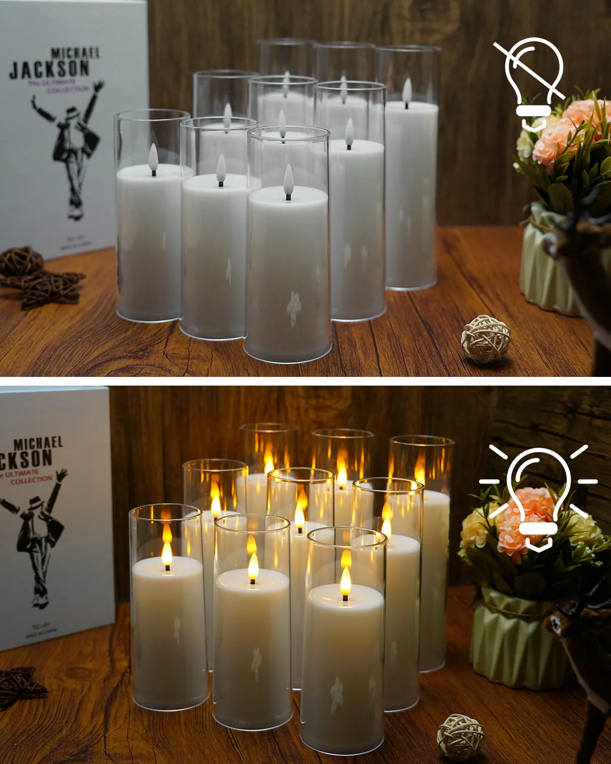 9-Pc LED Flameless Candles with Remote - Acrylic