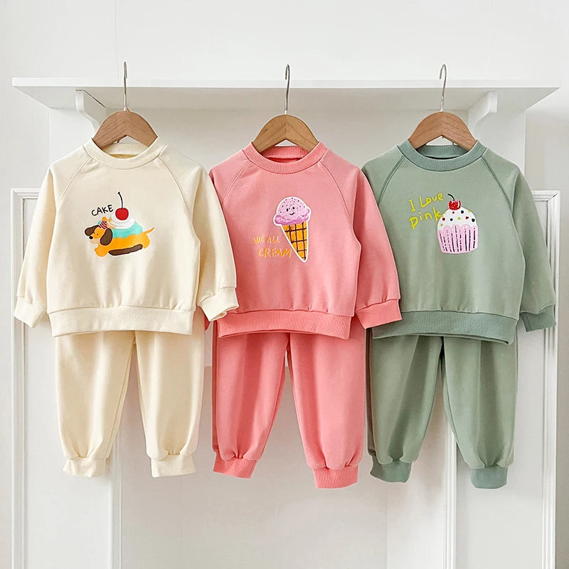 Baby-Unisex-Mode-Cartoon-Buchstaben-Kleidungssets