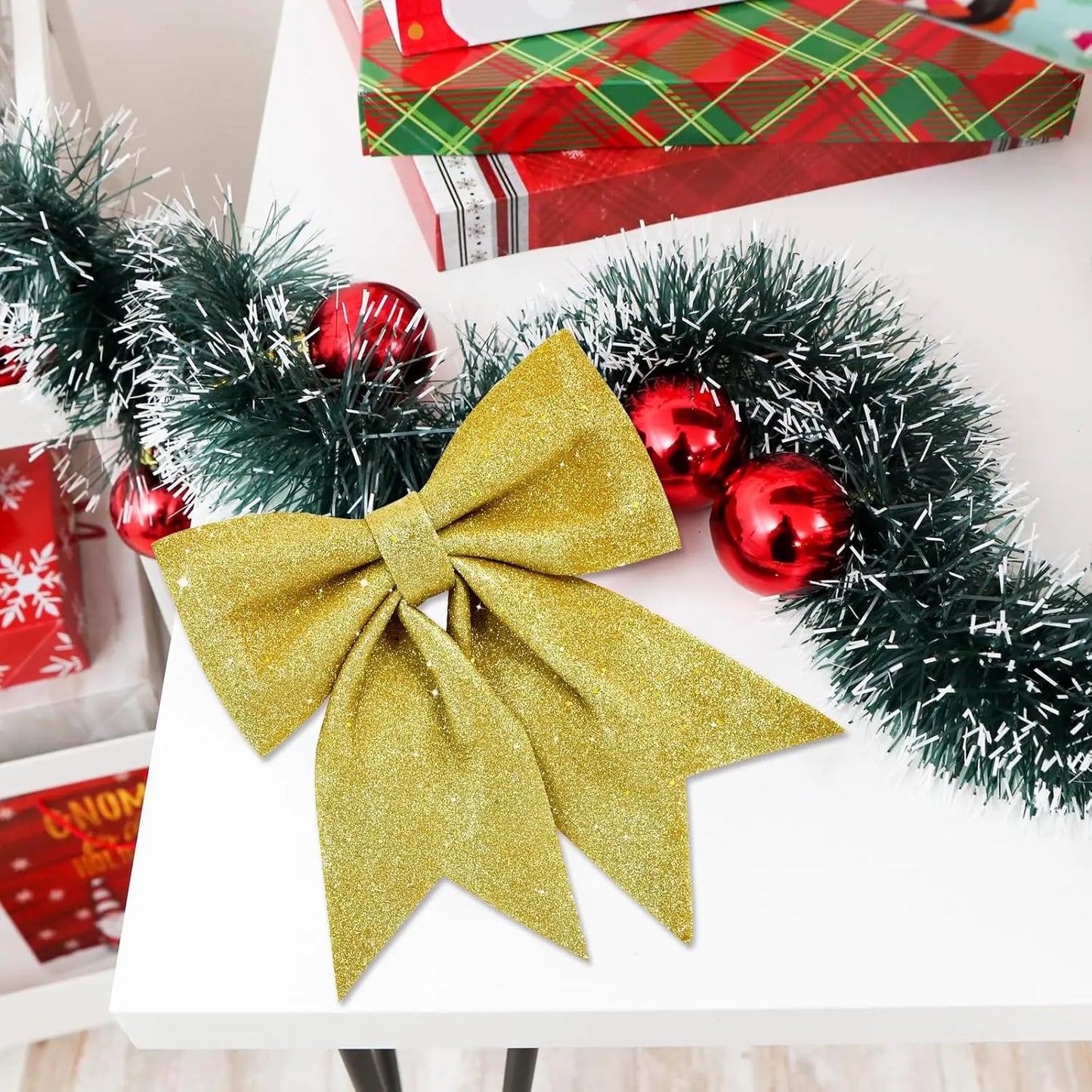 Décoration d'arbre de Noël étoiles à paillettes dorées/argentées