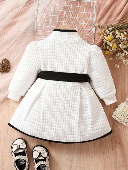 Princess Belted Dress Set with Coat for Autumn/Winter