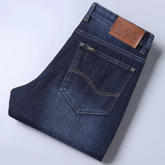 Autumn/Winter Men's Jeans Thick Straight-leg Loose-fit