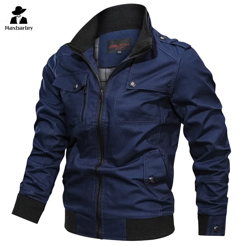 Veste tactique militaire pour homme – Coupe-vent en coton cargo à fermeture éclair