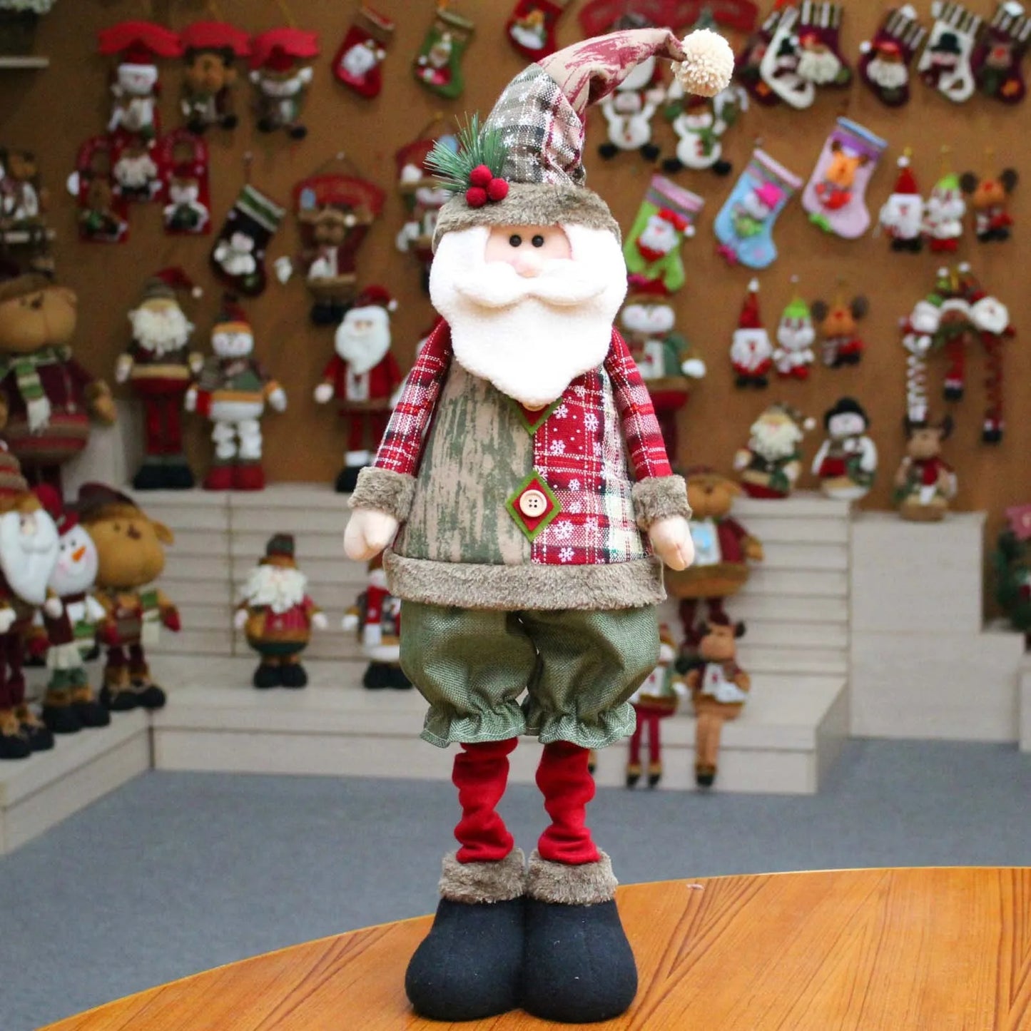 Décoration de table en peluche avec renne du Père Noël et bonhomme de neige