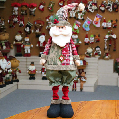 Décoration de table en peluche avec renne du Père Noël et bonhomme de neige