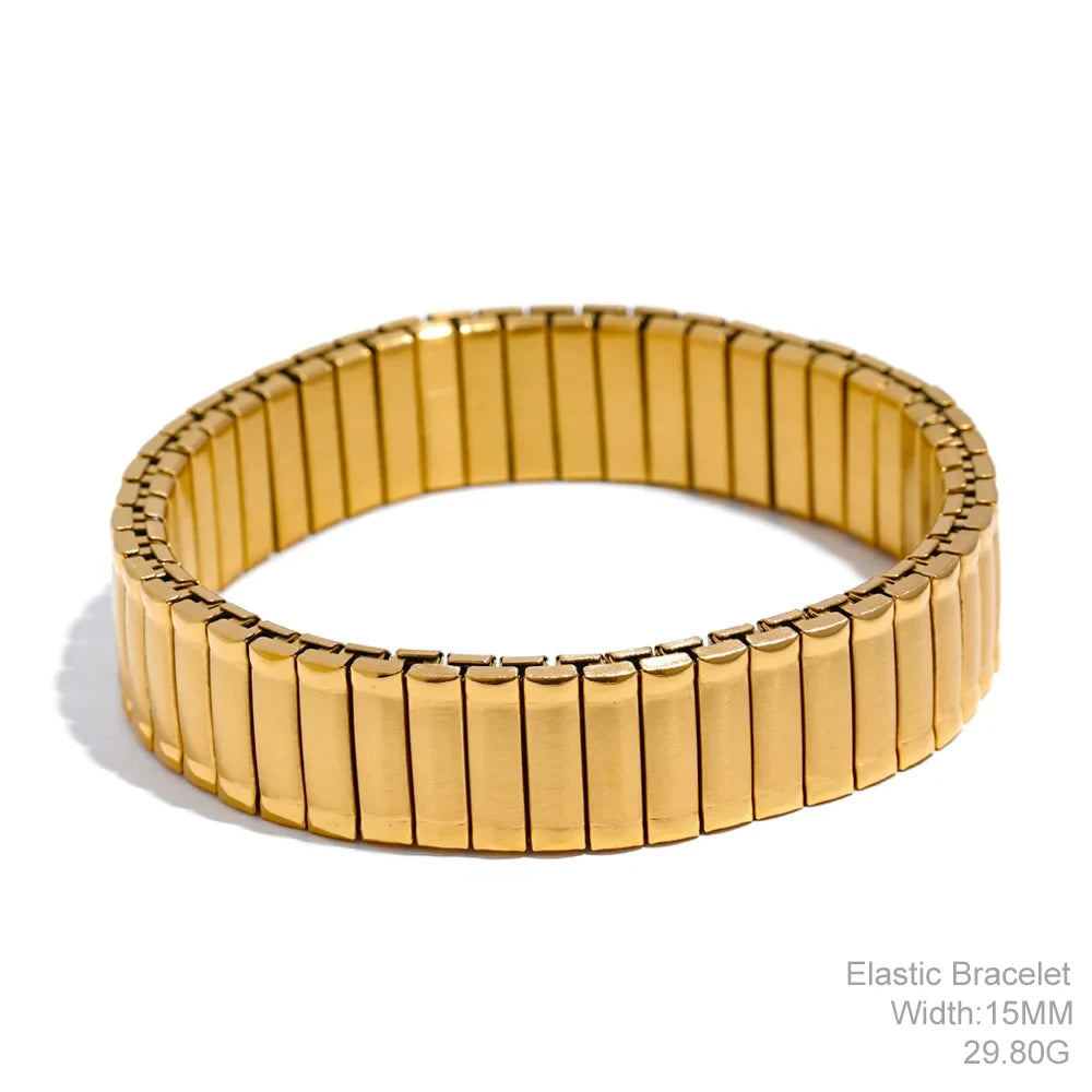 Bracelet jonc élastique en perles d'or fait à la main pour femme