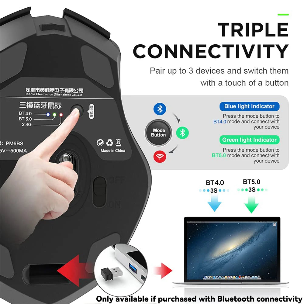 Rechargeable Bluetooth-compatible 2.4G INPHIC PM6 Mouse