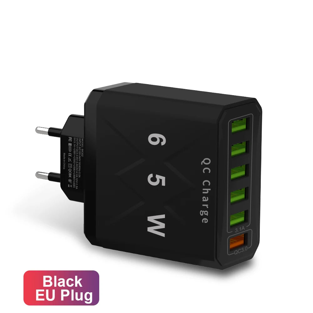 6-Port USB  Fast Charge for All Your Devices