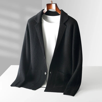 Wool Men's Suit Collar Cardigan Winter Sweater