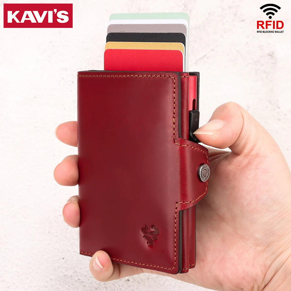 New Automatic Card Holder Genuine Leather Wallet