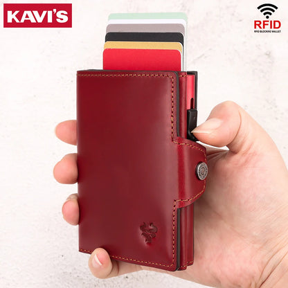 New Automatic Card Holder Genuine Leather Wallet