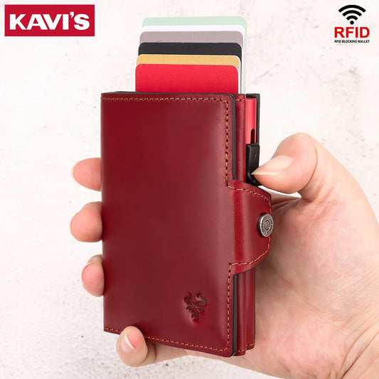 New Automatic Card Holder Genuine Leather Wallet