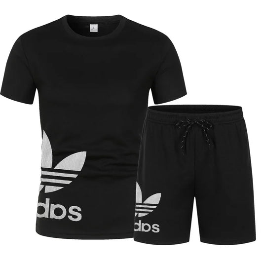 Summer Men's Casual Sportswear - Printed Short-Sleeved T-Shirt & Shorts Set