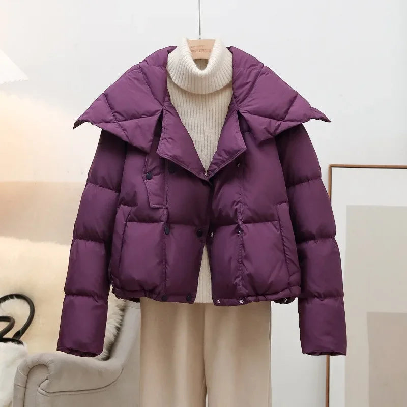 Korean Fluffy Hooded Bread Down Jacket