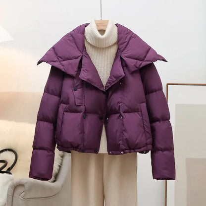 Korean Fluffy Hooded Bread Down Jacket