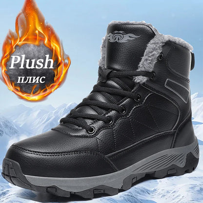 Men's Waterproof Leather Winter Snow Boots