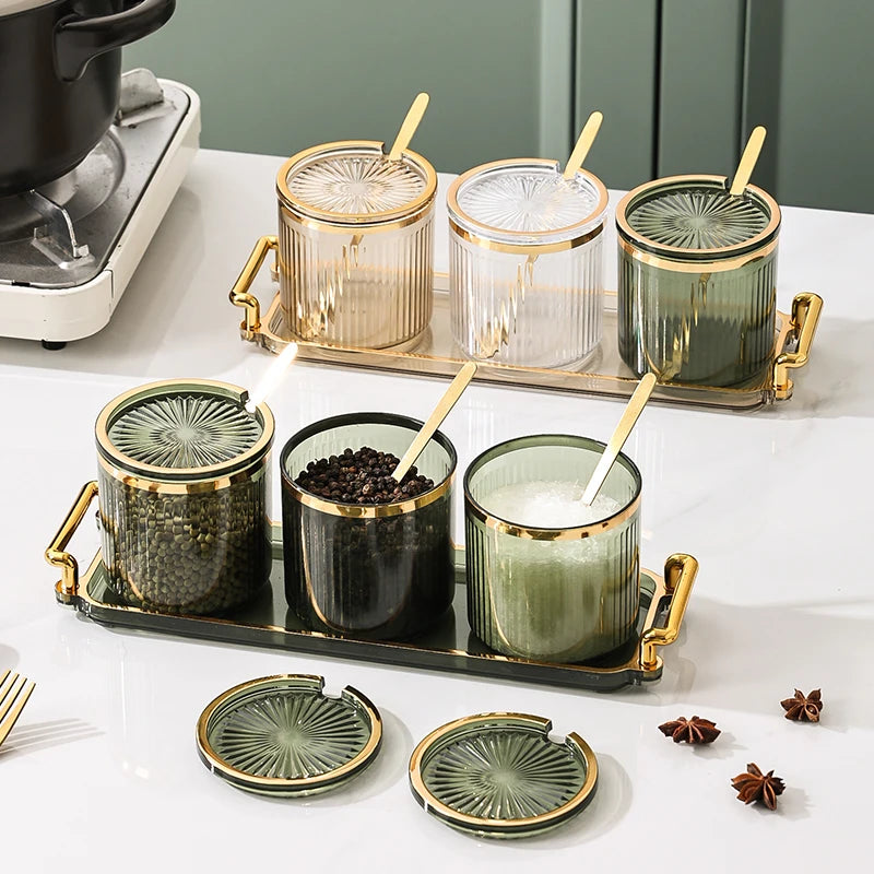 European Acrylic Striped Seasoning Jar Set