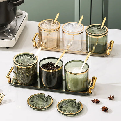European Acrylic Striped Seasoning Jar Set