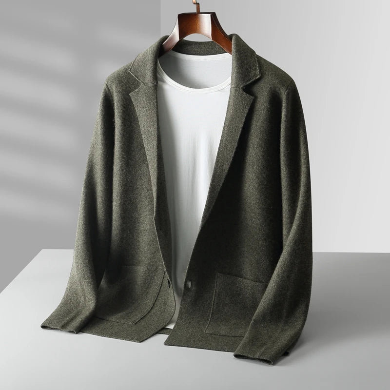 Wool Men's Suit Collar Cardigan Winter Sweater