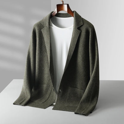 Wool Men's Suit Collar Cardigan Winter Sweater