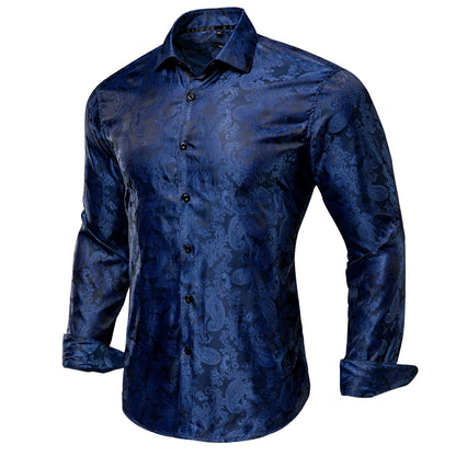 Chemise habillée florale à manches longues de style Steampunk pour hommes