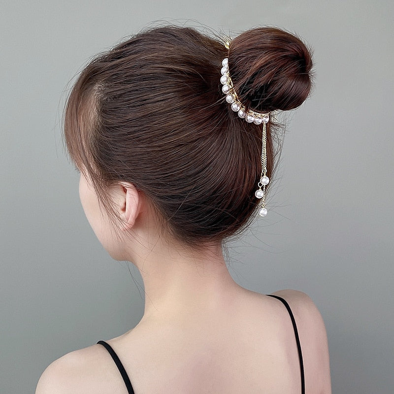 Korean Pearl Tassel Hair Claw