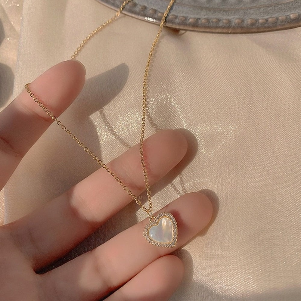 Opal Heart Pendant Necklace