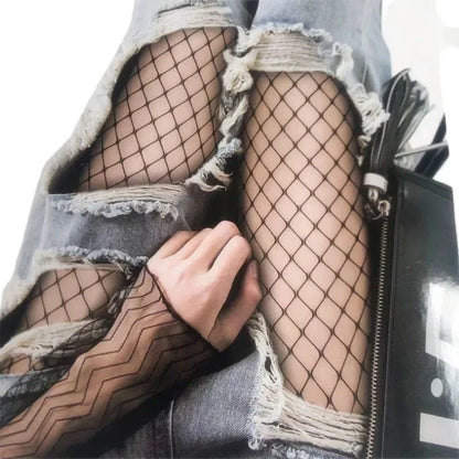 High-Waist Fishnet Mesh Club Tights Pantyhose