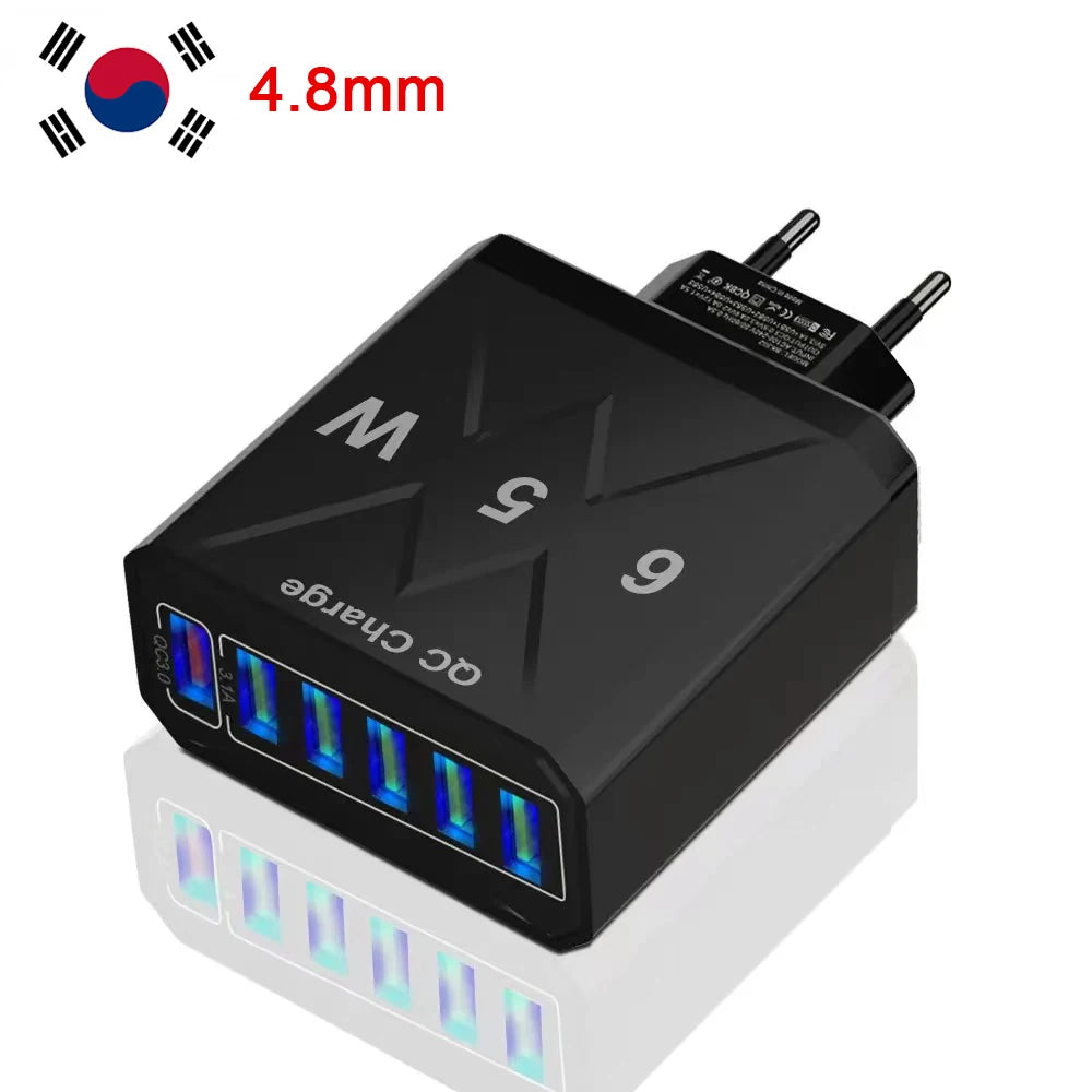 6-Port USB  Fast Charge for All Your Devices