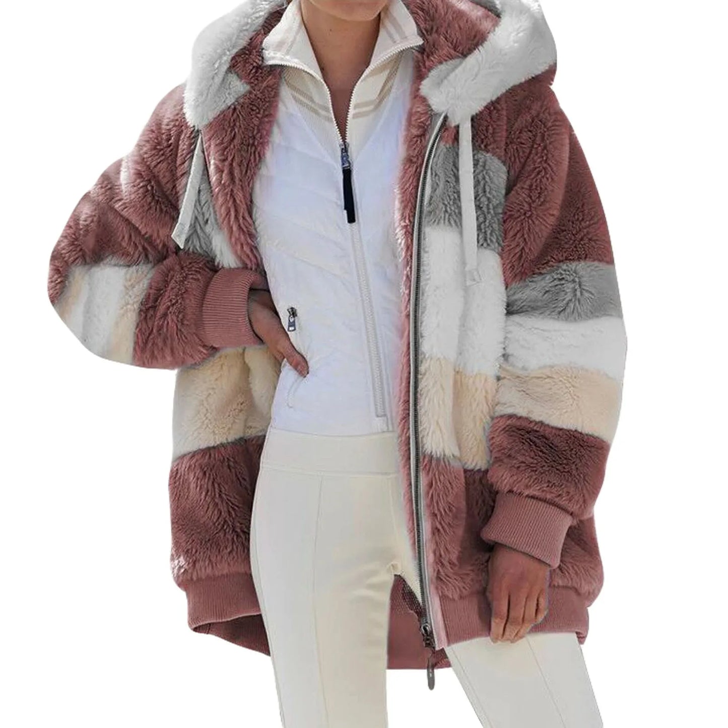 Manteau chaud à capuche zippé pour femme