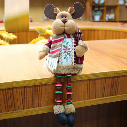 Décoration de table en peluche avec renne du Père Noël et bonhomme de neige