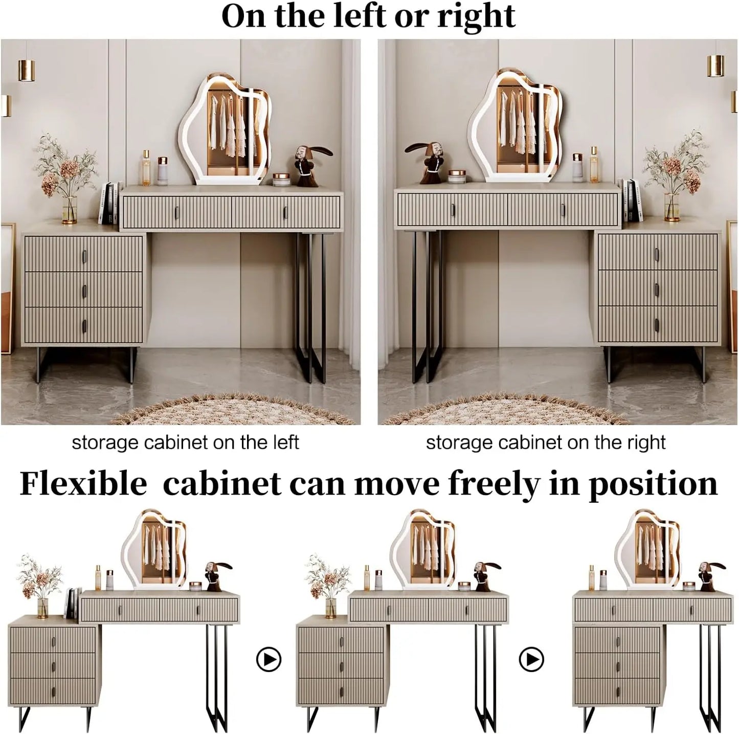 3-Color Dimming Mirror Vanity Desk