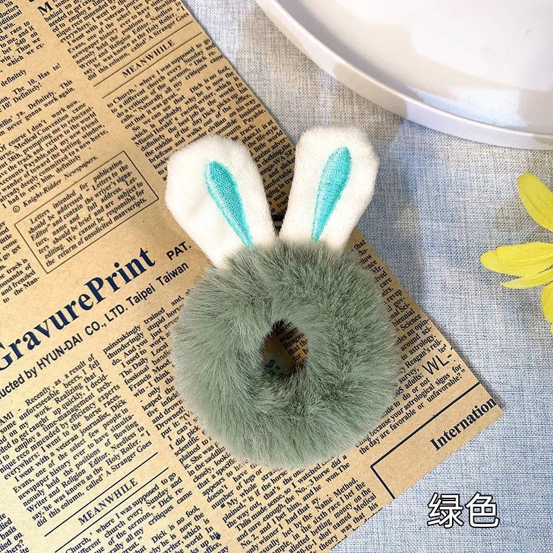 Cute Faux Fur Bear Scrunchie - Elastic Hair Tie