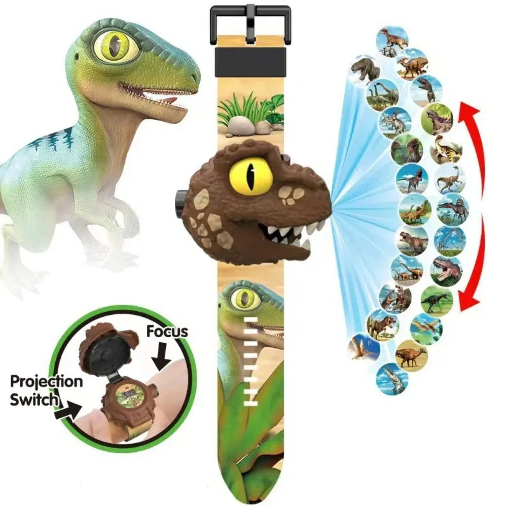 Montre électronique de projection de dinosaures 3D pour enfants