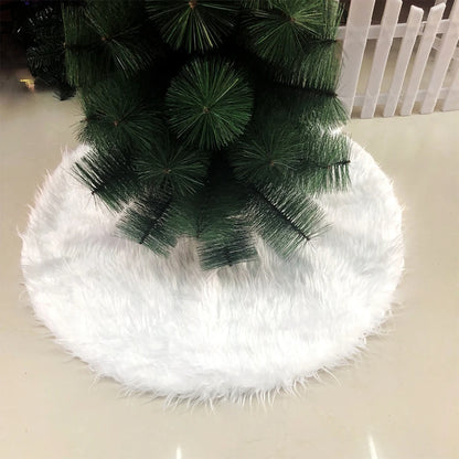 White Plush Christmas Tree Skirt Festive Base Decoration