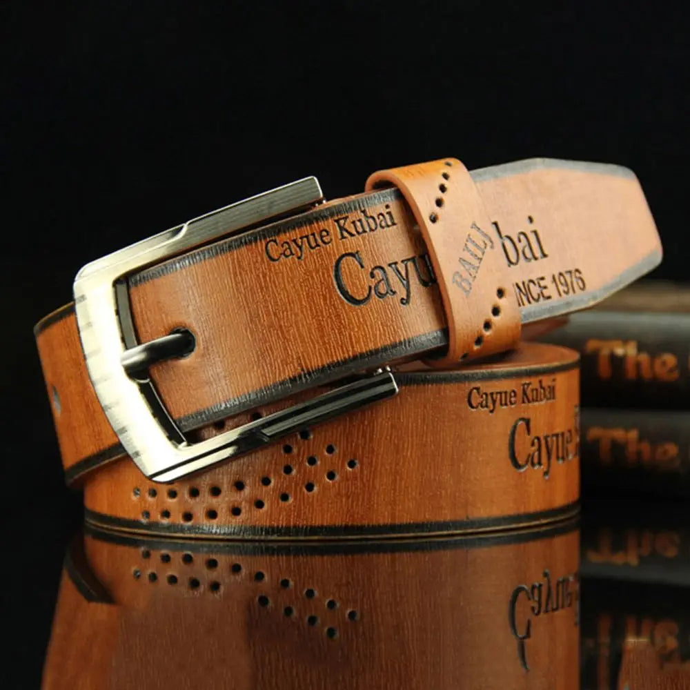 Ceinture en cuir pour homme avec boucle imprimée lettre Ceinture de cowboy Ceintures en alliage