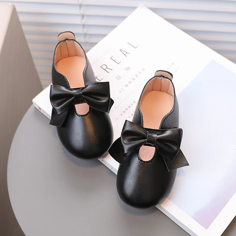 Baby-Mädchen-Schuhe aus Leder mit Schleife