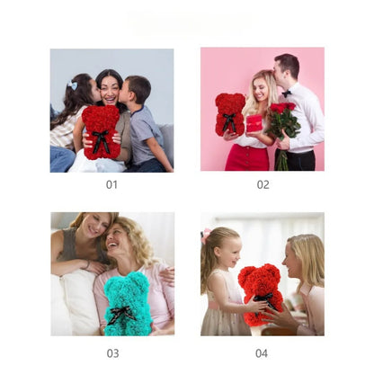 Ours en peluche en forme de rose éternelle artificielle 