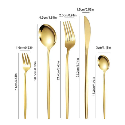24pcs Golden Stainless Steel Spoon Set