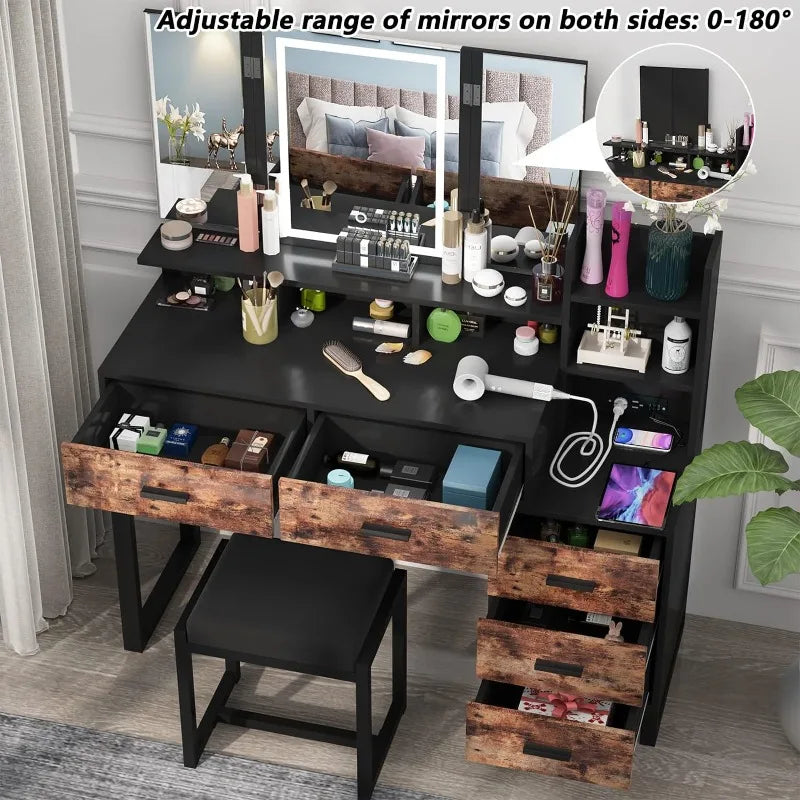 Glam Vanity Set-Schwarzer Schreibtisch