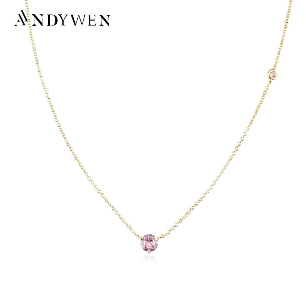 Gold-Lavendel-Rhodolit-Zirkon-Halskette