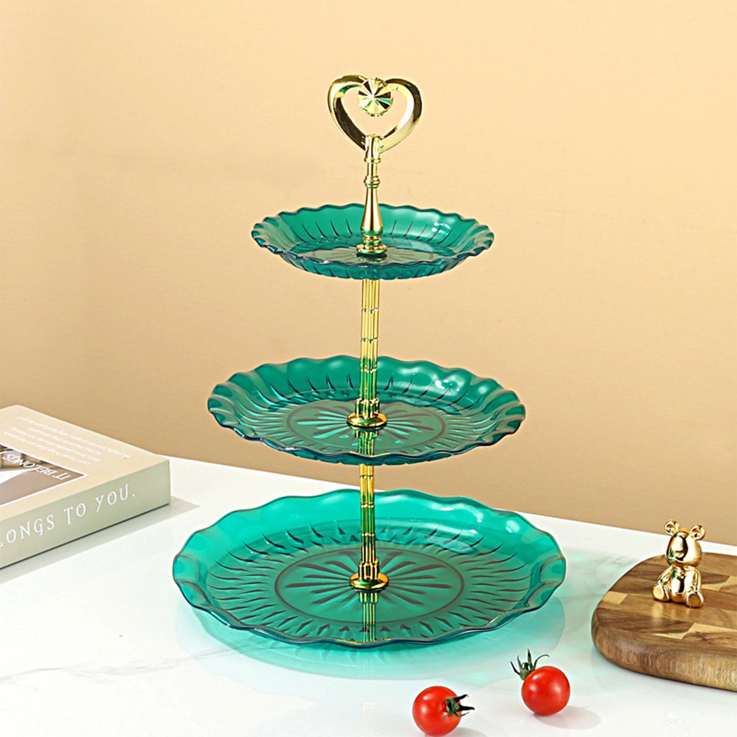 Présentoir de buffet ondulé en plastique pour assiettes de fruits et desserts